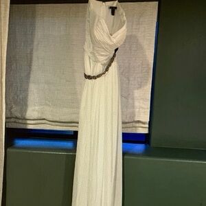 JS Boutique Ivory Maxi Dress with Chain Accent